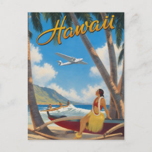 Vintage Hawaiian Hula Girl Aloha Escape Paradise Holiday Postcard
