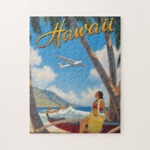Vintage Hawaiian Hula Girl Aloha Escape Paradise Jigsaw Puzzle