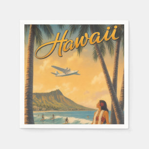 Vintage Hawaiian Hula Girl Aloha Escape Paradise Napkin