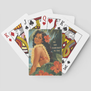Vintage Hawaiian Hula Girl Aloha Escape Paradise Playing Cards