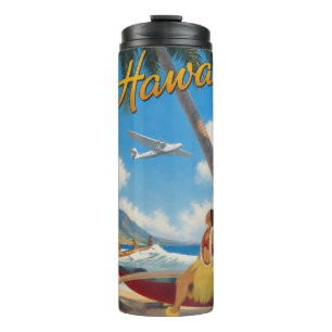 Vintage Hawaiian Hula Girl Aloha Escape Paradise Thermal Tumbler