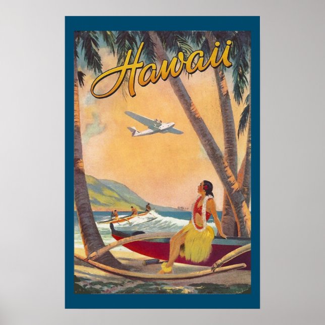Vintage Hawaiian Islands Travel Aloha Pacific Poster (Front)