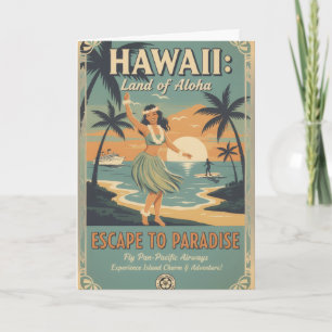 Vintage Hawaiian Land of Aloha Escape to Paradise Card
