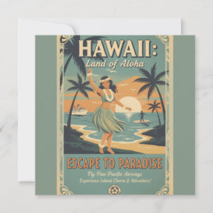 Vintage Hawaiian Land of Aloha Escape to Paradise Card