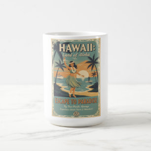 Vintage Hawaiian Land of Aloha Escape to Paradise Coffee Mug