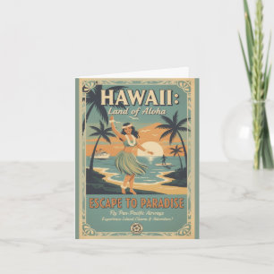 Vintage Hawaiian Land of Aloha Escape to Paradise Holiday Card