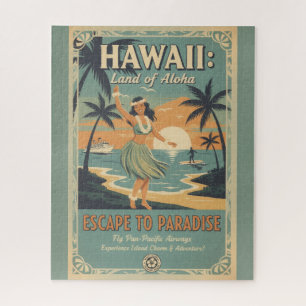 Vintage Hawaiian Land of Aloha Escape to Paradise Jigsaw Puzzle