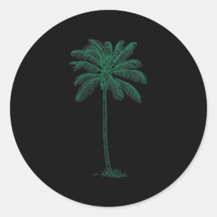 Vintage Hawaiian Palm Tree Beach Tropical Island P Classic Round Sticker