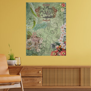 Vintage Hawaiian Scrapbook Aloha Hula Poster