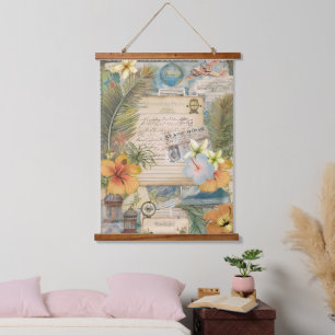 Vintage Hawaiian Scrapbook Page 3 Hanging Tapestry