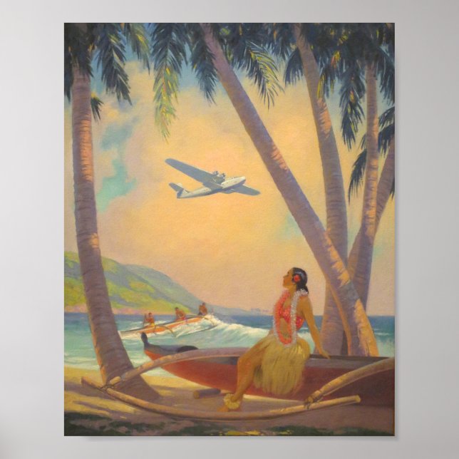 Vintage Hawaiian Travel - Hawaii Girl Dancer Poster (Front)