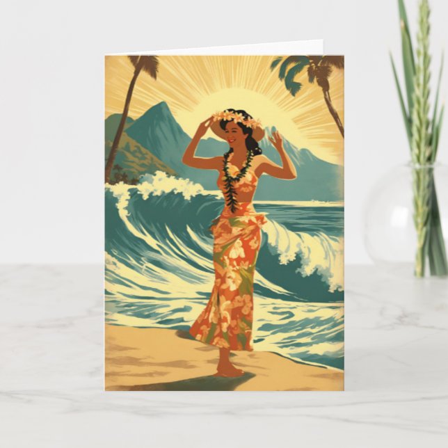 Vintage Hawaiian Travel Honolulu Mid-Pacific Card (Front)