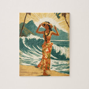 Vintage Hawaiian Travel Honolulu Mid-Pacific  Jigsaw Puzzle