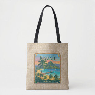 Vintage Hawaiian Travel Posters -Kauai Reversible Tote Bag