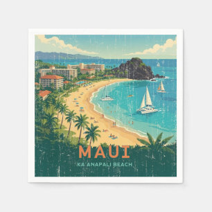 Vintage Hawaiian Travel Posters - Maui Napkin