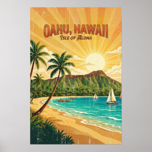 Vintage Hawaiian Travel Posters - Oahu