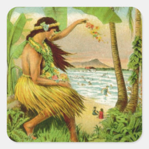 Vintage Hawaiian Travel Square Sticker