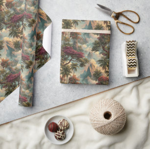 Vintage Hawaiian Watercolor Misty Palms Wrapping Paper