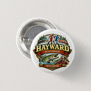 Vintage Hayward Wisconsin Birkebeiner Skiing 3 Cm Round Badge