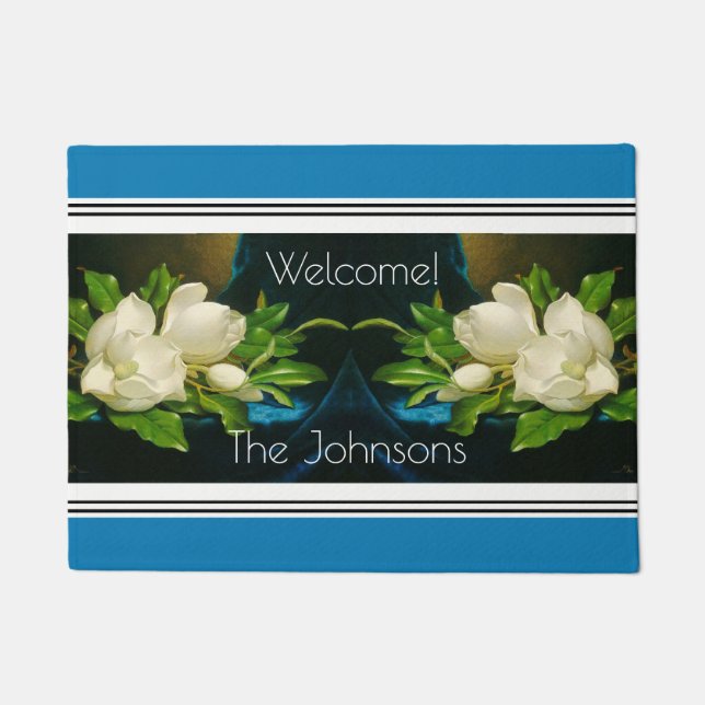Vintage Heade Magnolia Flower Blossoms Doormat (Front)
