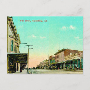Vintage Healdsburg CA - West Street Postcard