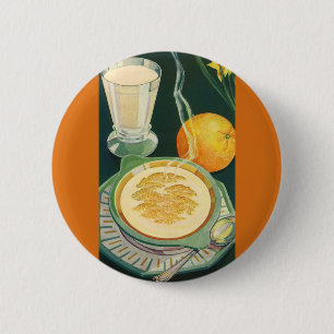 Vintage Health Foods, Beverages, Healthy Breakfast 6 Cm Round Badge