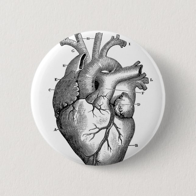 Vintage Heart Anatomy | Customisable 6 Cm Round Badge (Front)