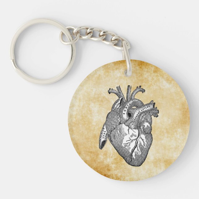 vintage heart anatomy key ring (Front)