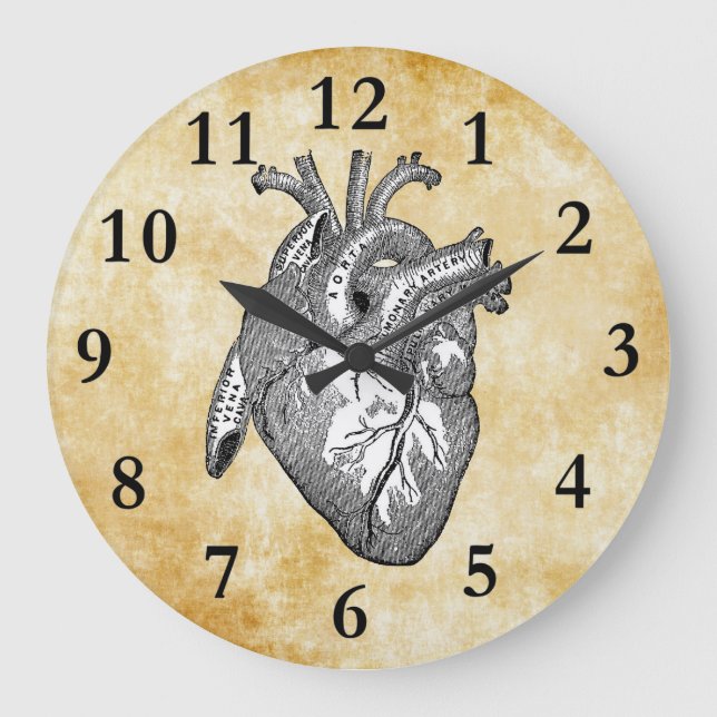 vintage heart anatomy large clock (Front)