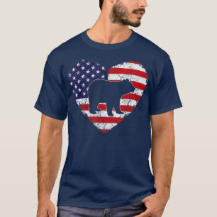 Vintage Heart Bear Animal Lovers Retro US American T-Shirt