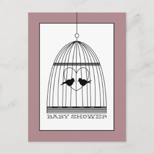 Vintage Heart Birdcage Baby Shower Invitation Postcard