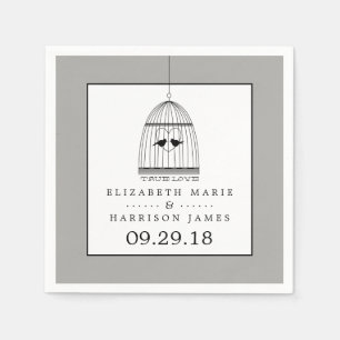 Vintage Heart Birdcage True Love Wedding Napkin