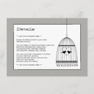 Vintage Heart Birdcage Wedding Detail Enclosure Card