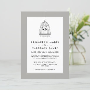 Vintage Heart Birdcage Wedding Invitation