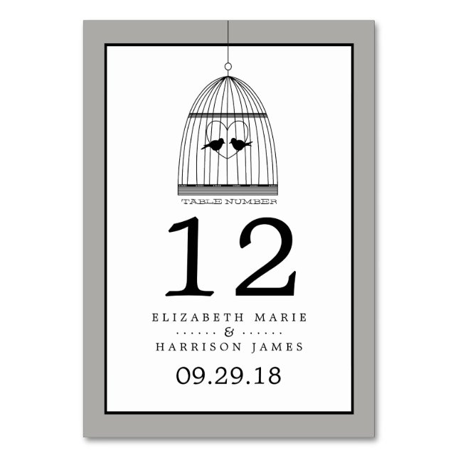Vintage Heart Birdcage Wedding Table No. Table Number (Front)