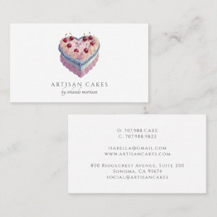 Vintage Heart Cake Artisan Cake Bakery Business Card