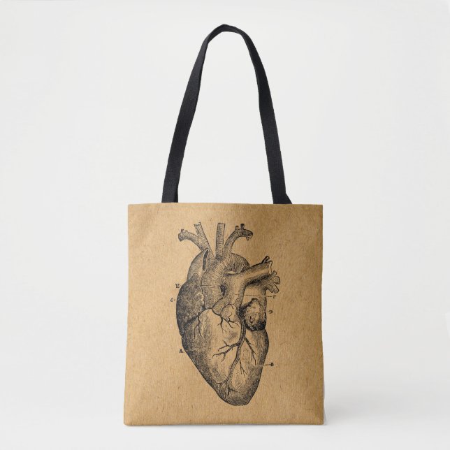 Vintage Heart Diagram Illustration Vintage Art Tote Bag (Front)