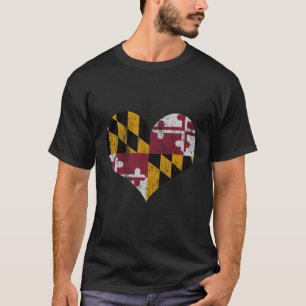 Vintage Heart Flag Of Maryland Men Women Kids T-Shirt