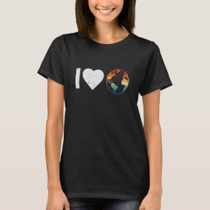 Vintage Heart I Love World Planet Climate Change E T-Shirt