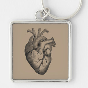 Vintage Heart Illustration Key Ring