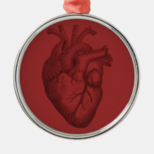 Vintage Heart Illustration Metal Tree Decoration