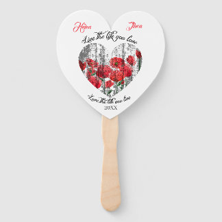 Vintage Heart in Bloom Hand Fan
