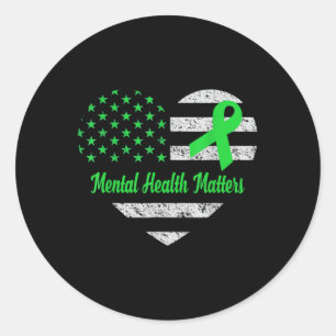 Vintage Heart Mental Health S Mental Health Awaren Classic Round Sticker