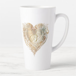 Vintage Heart Monogram Gradient Tall Latte Mug