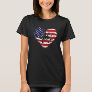 Vintage Heart Octopus Animal Retro Us American Fla T-Shirt