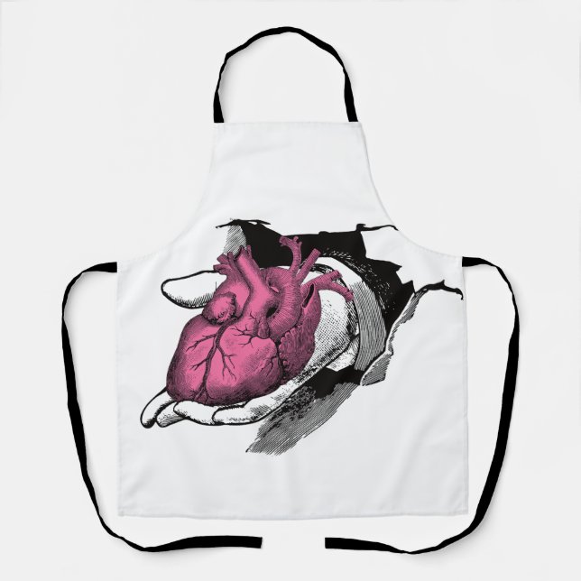 Vintage Heart On Hand Through Crack Apron (Front)