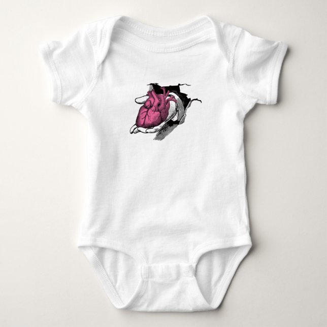 Vintage Heart On Hand Through Crack Baby Bodysuit (Front)