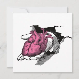 Vintage Heart On Hand Through Crack Invitation