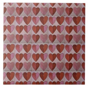 Vintage Heart Pattern Ceramic Tile