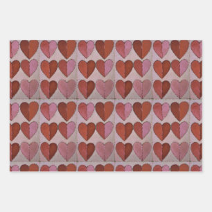 Vintage Heart Pattern Wrapping Paper Sheet
